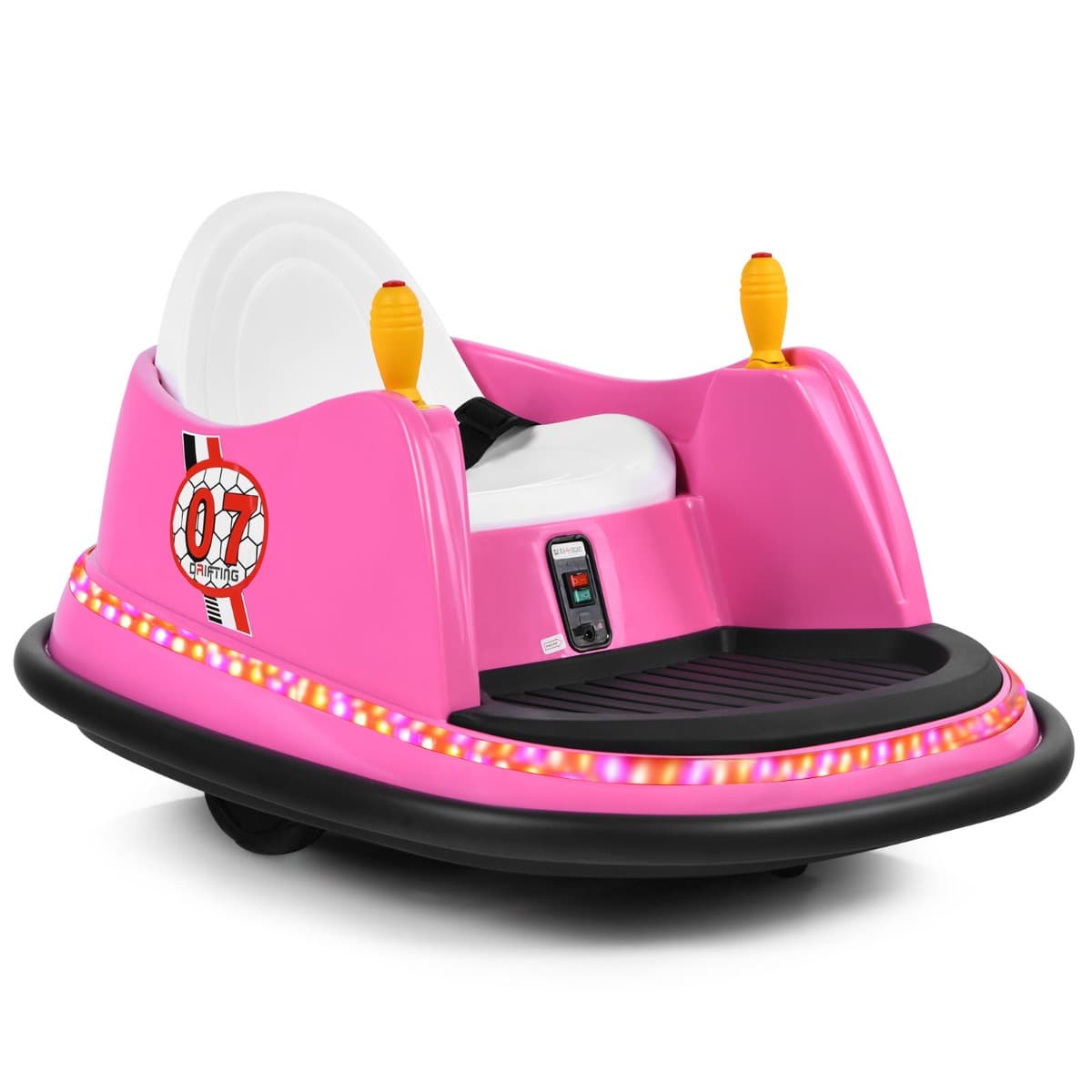 CostwayVoiture Auto Tamponneuse Électrique 6V pour Enfants 2-5 Ans avec Télécommande Effet Sonore et Lumineux 57x75x42cm Rose