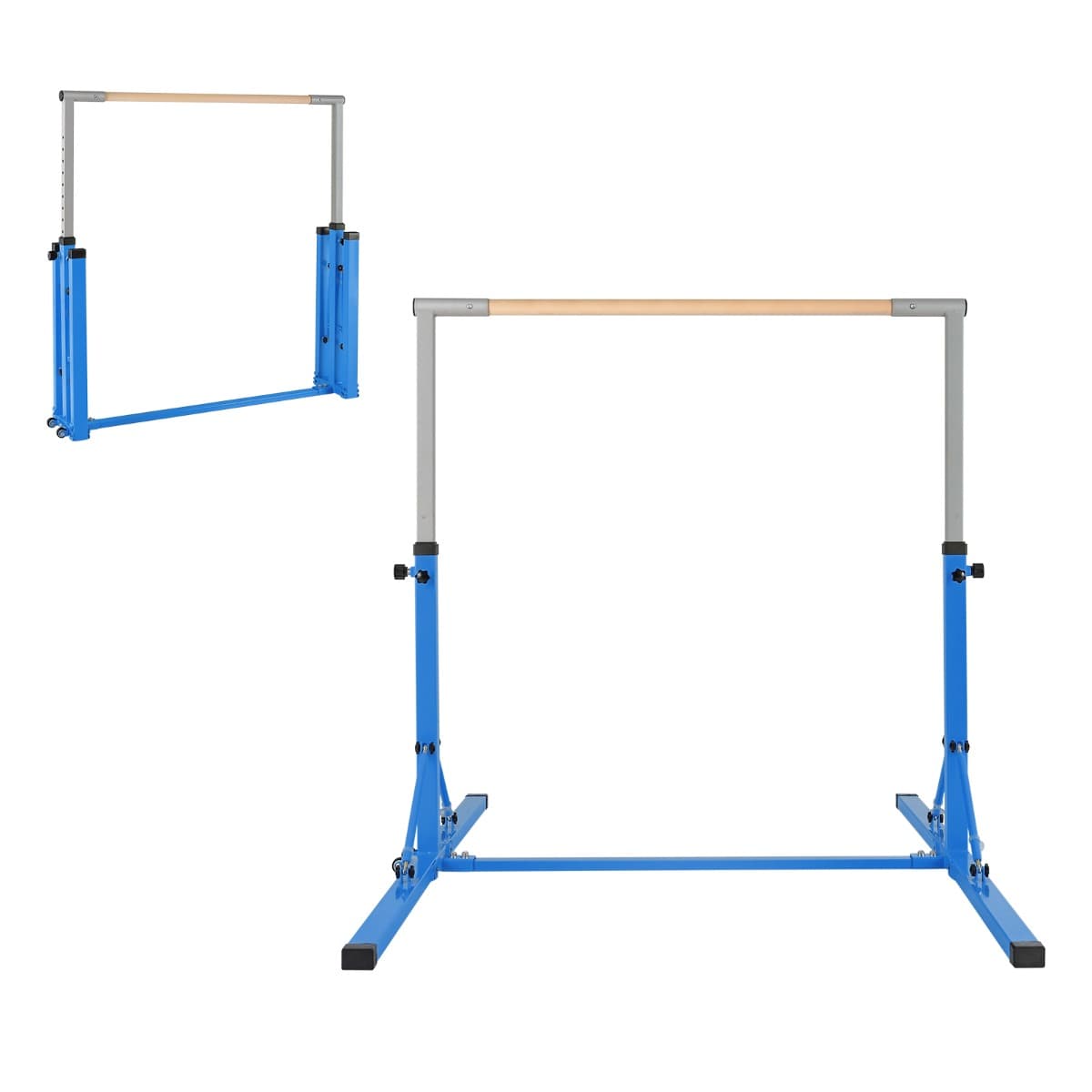 CostwayBarre de Gymnastique Pliable pour Enfants avec 13 Hauteurs Réglables (90-150cm) Barre d'Entraînement Junior avec Structure Triangulaire Charge