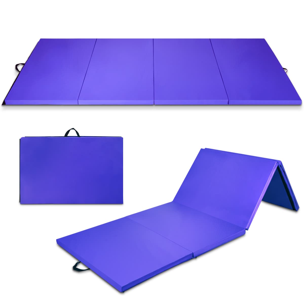 CostwayTapis de Gymnastique Épais 300 x 116 x 5 cm Matelas d'Entrainement Pliable en Mousse et PU Détachable avec 2 Poignées Fermetures à Crochet