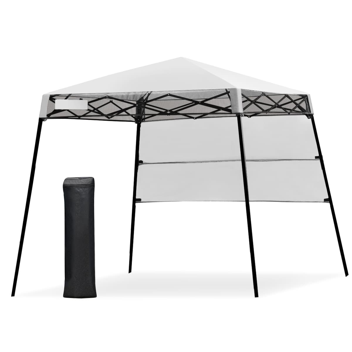 CostwayTonnelle Pliante 182 x 182 cm Protection Solaire Portable et Léger Abri avec Sac à Dos pour Camping Fête Barbecue Jardin Patio Plage Blanc