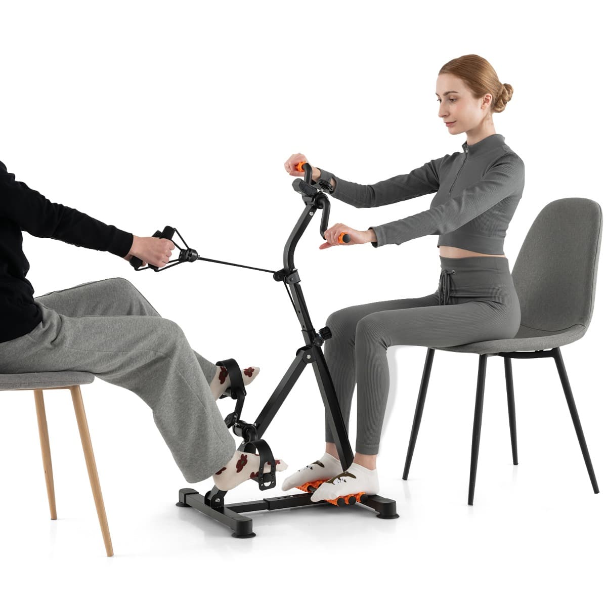 CostwayVélo D'appartement à Pédales Résistance Réglable avec Massage Affichage du Temps Décompte Calories et Distance Exercice des Jambes et Bras 4