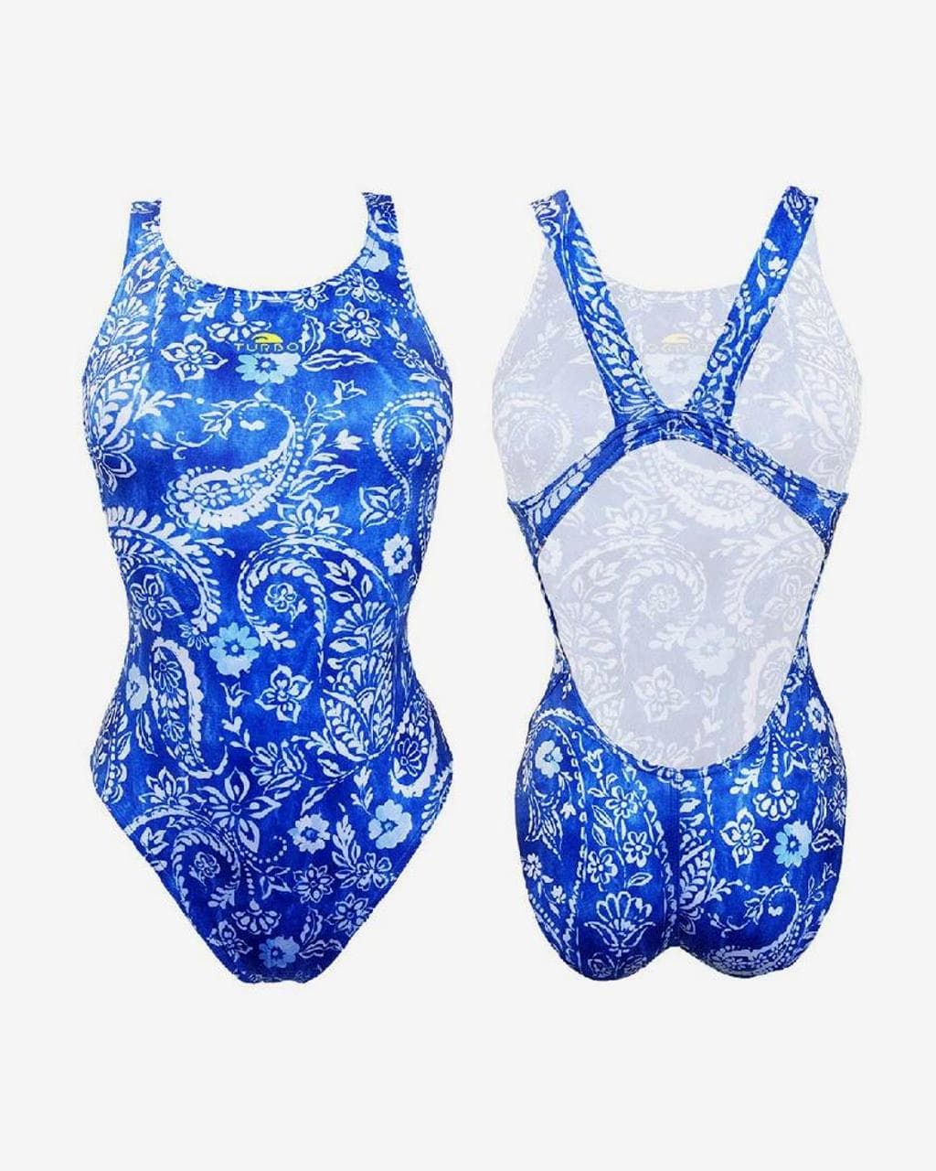 Maillot de bain Turbo Blu Cachemire bande large blanc bleu femme - S