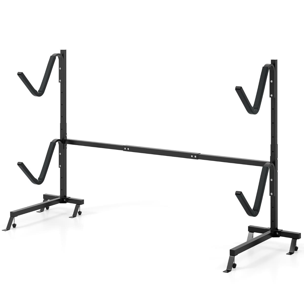 CostwaySupport Autonome pour Kayak Rangement pour Planches de Surf avec Base Patins Réglables Couvercles Rembourrés Capacité de Charge 80 KG Noir